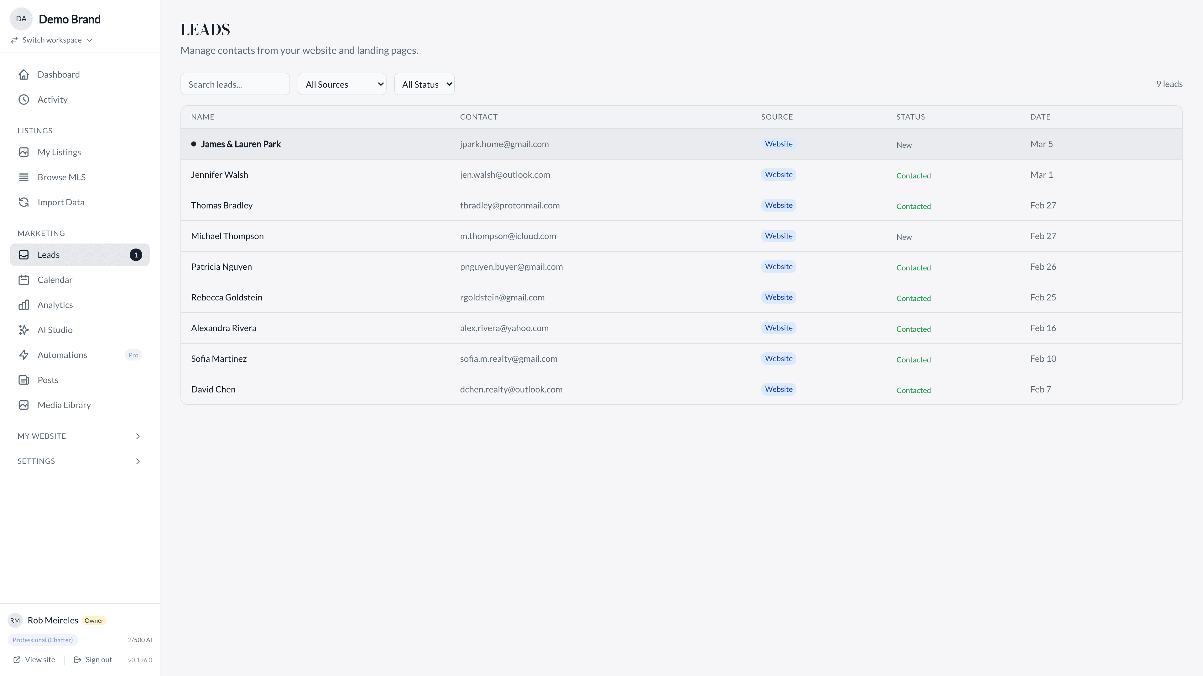 Lead Management screenshot